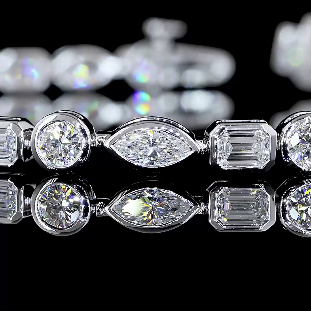 4.69 CT mixed shape lab-grown diamond tennis bracelet in 14K white gold